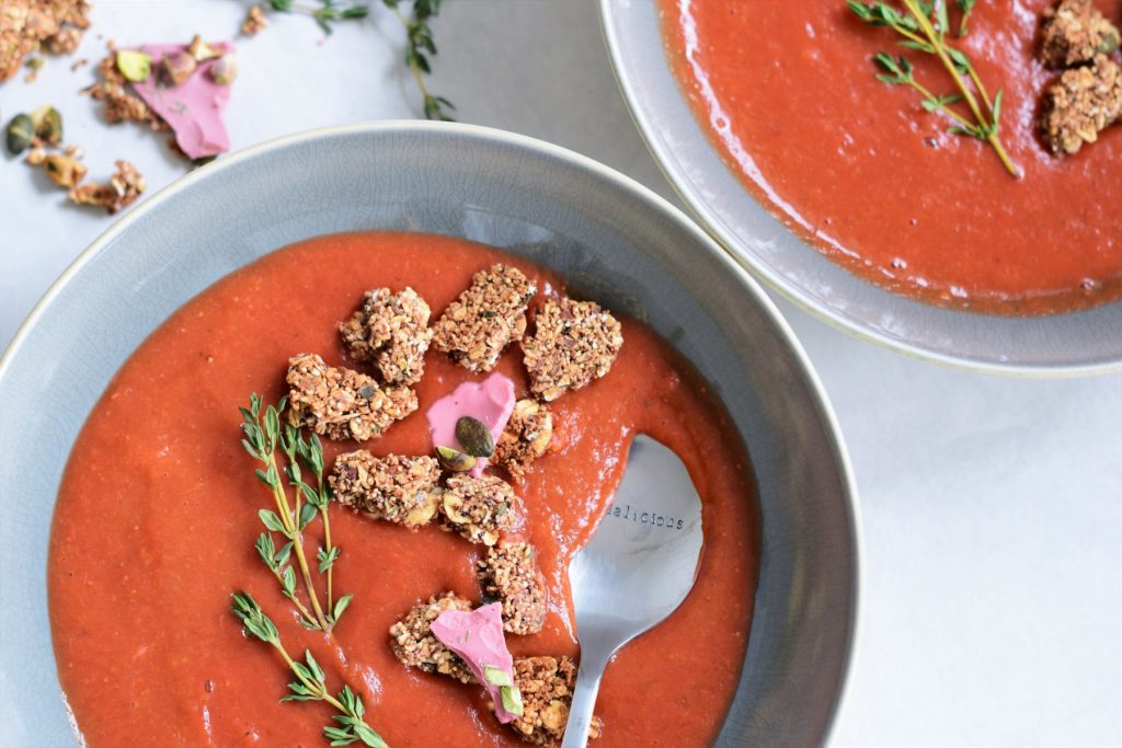 aardbeien soep pompoen toetje gezond granola zoete pompoen recepten
